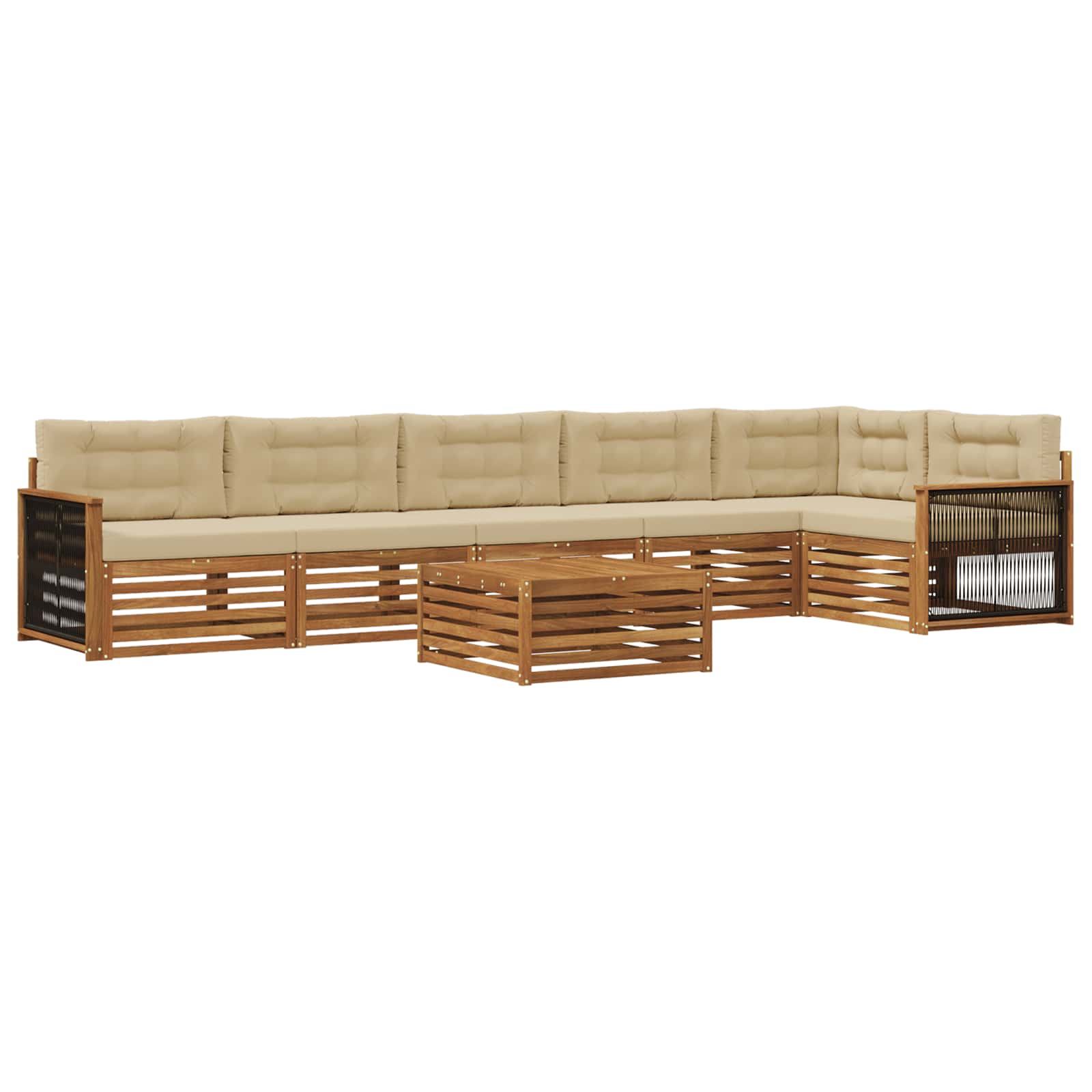 Outdoor-Sofagarnitur mit Kissen 7 pcs Natur und Beige