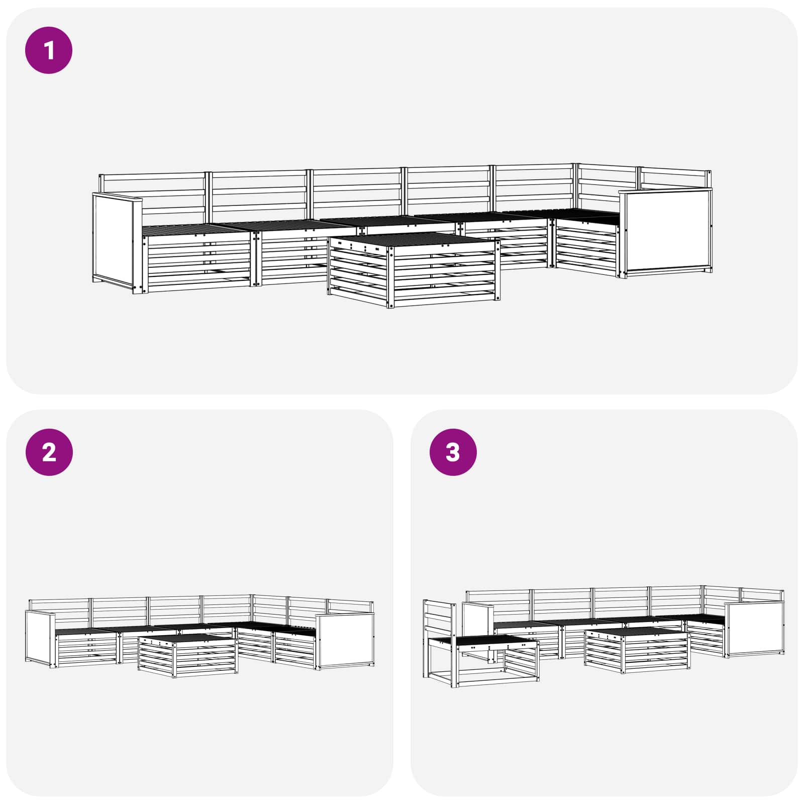 Outdoor-Sofagarnitur 7 pcs Natur Massivholz Akazie