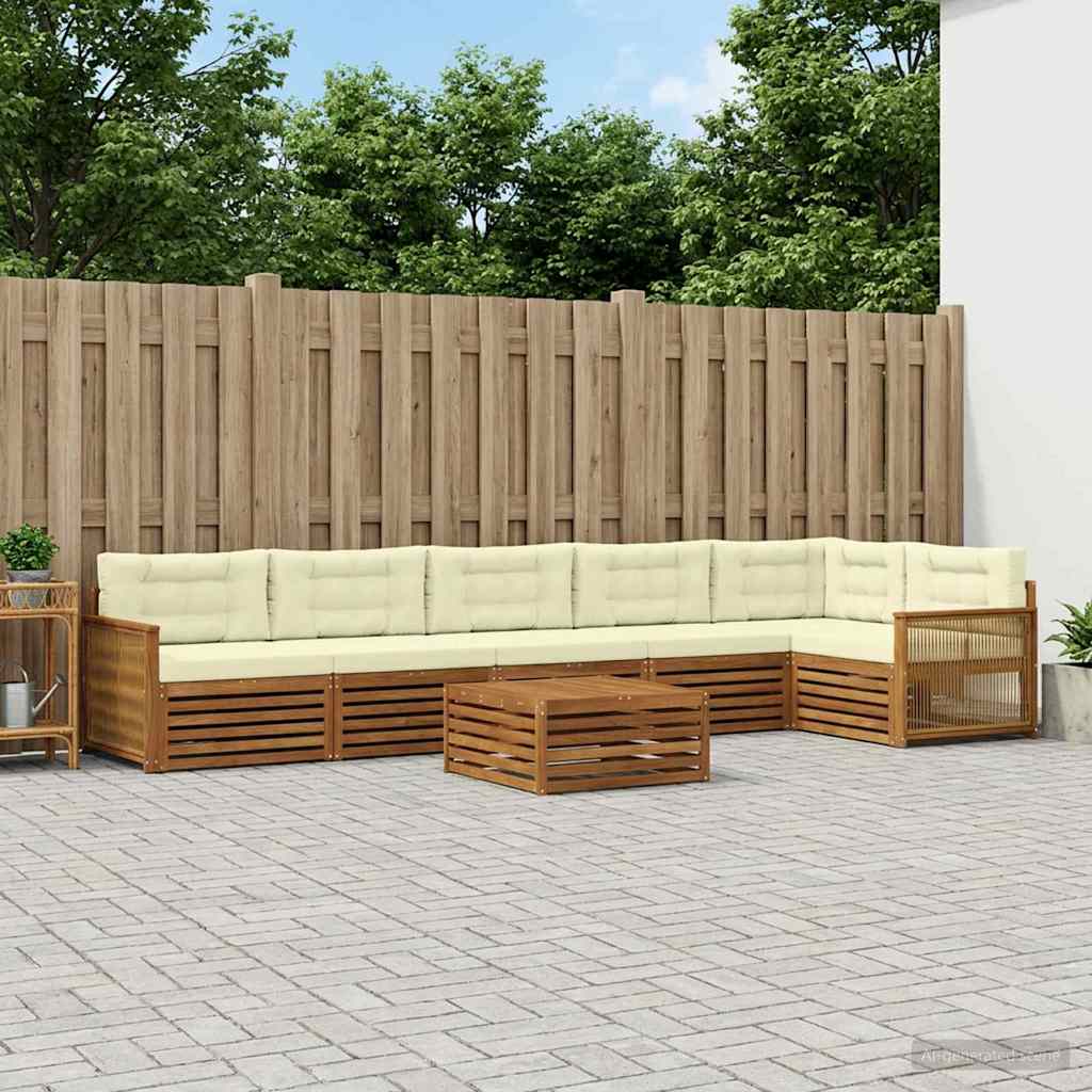 Outdoor-Sofagarnitur 7 stk. Natur und Creme