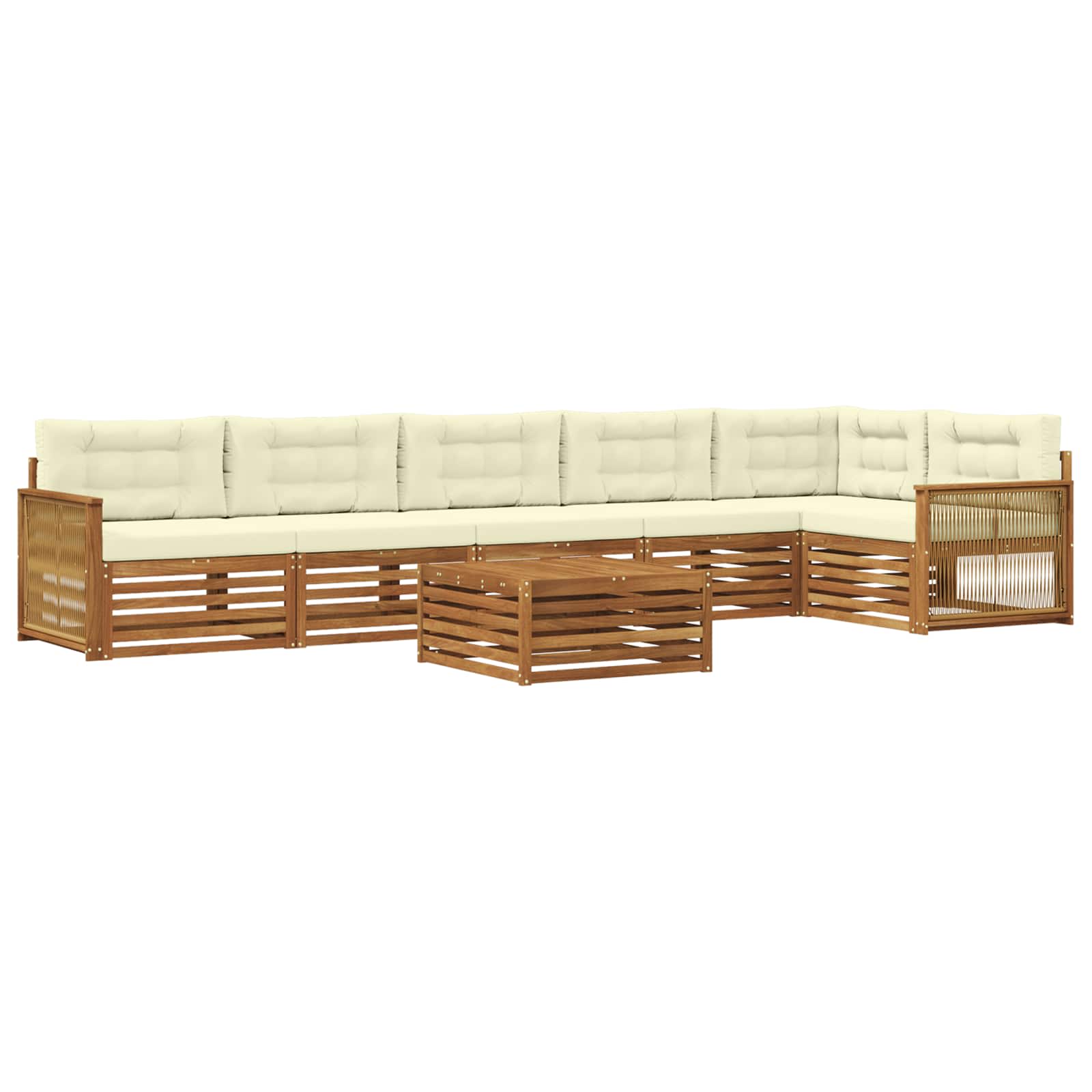Outdoor-Sofagarnitur 7 stk. Natur und Creme