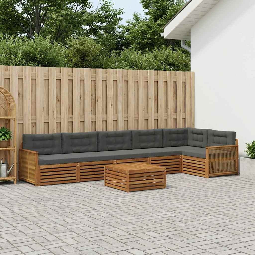 Outdoor-Sofagarnitur 7 stk. Natur und Anthrazit
