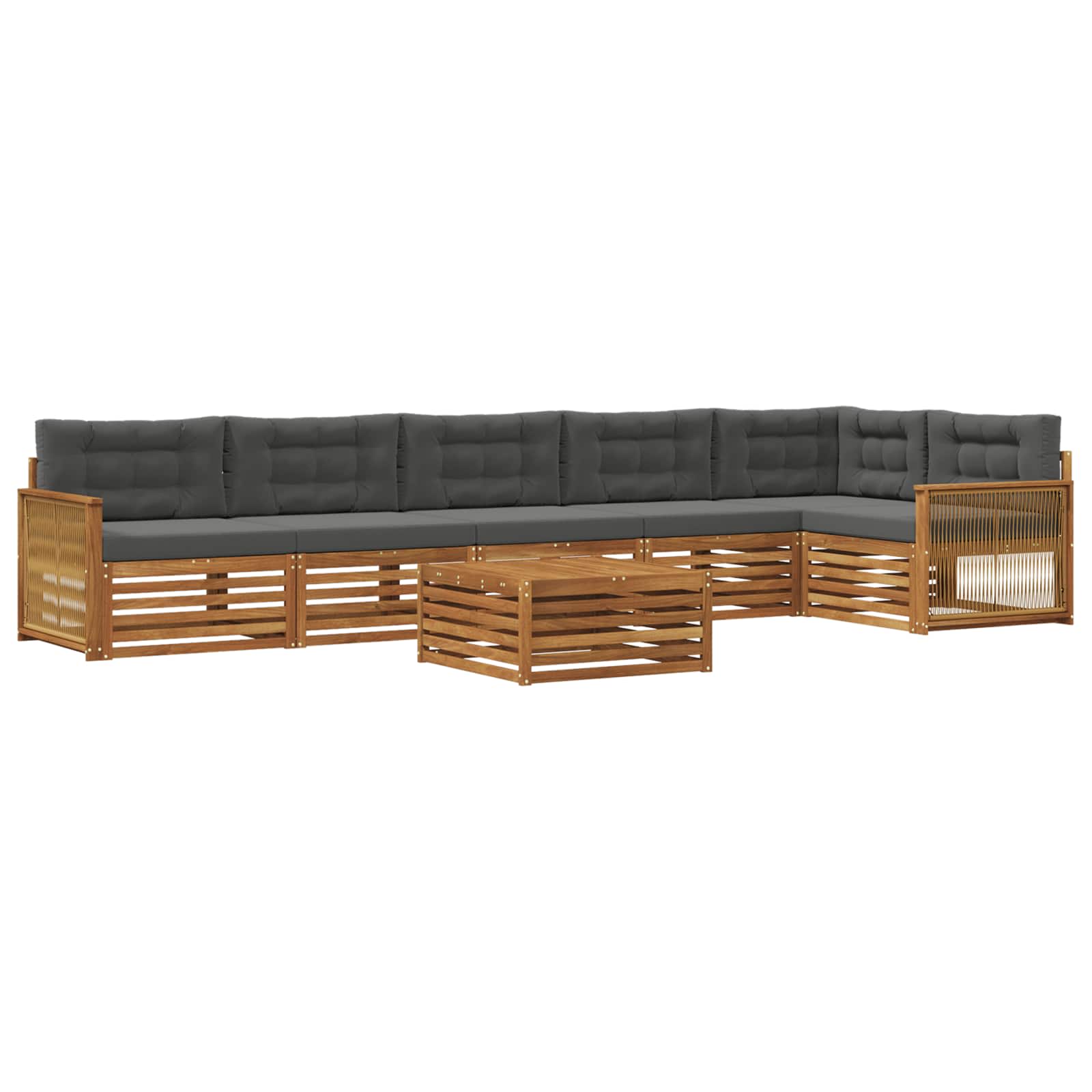 Outdoor-Sofagarnitur 7 stk. Natur und Anthrazit