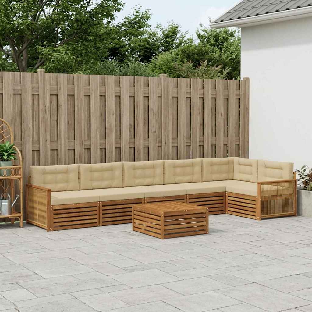 Outdoor-Sofagarnitur mit Kissen 7 pcs Natur und Beige