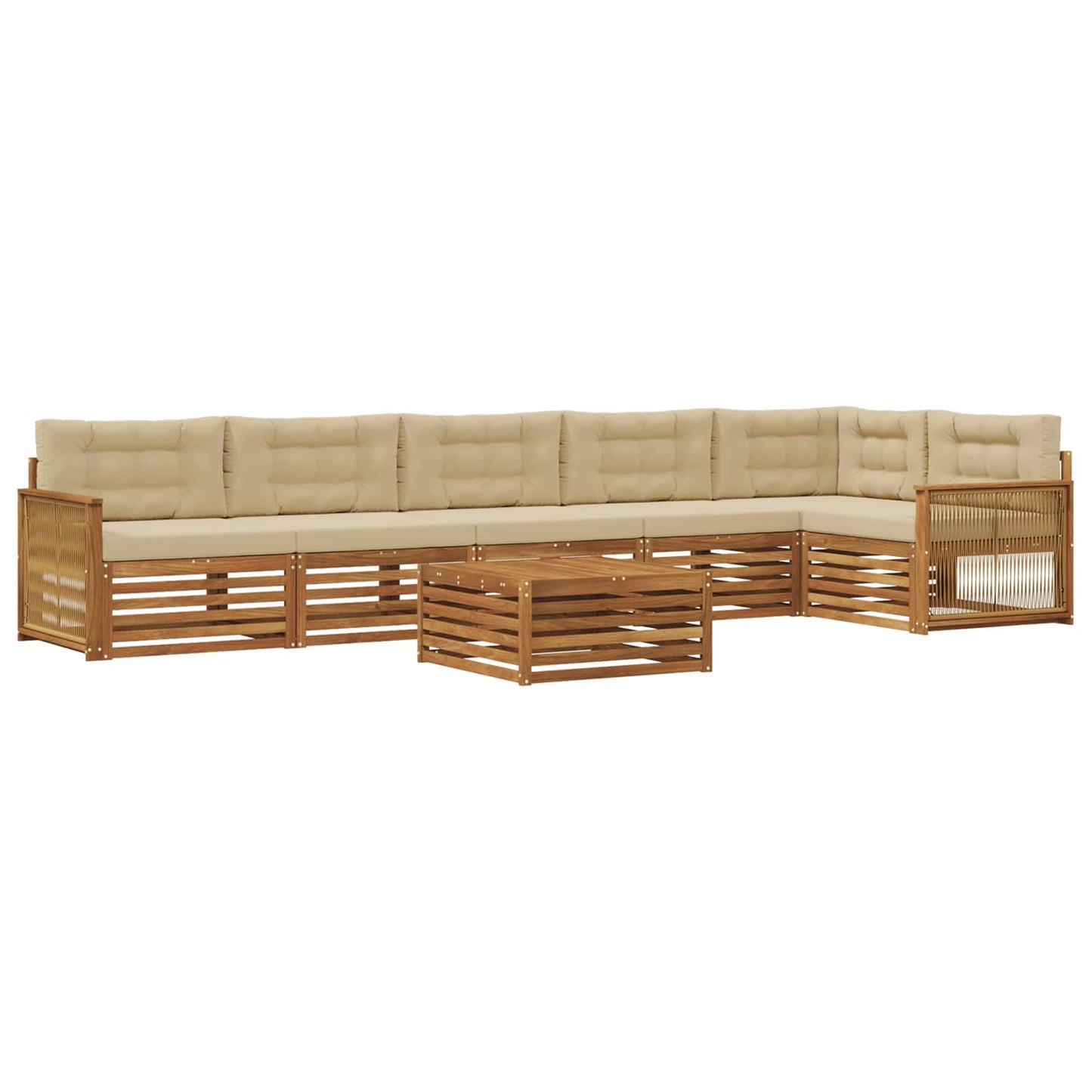 Outdoor-Sofagarnitur mit Kissen 7 pcs Natur und Beige