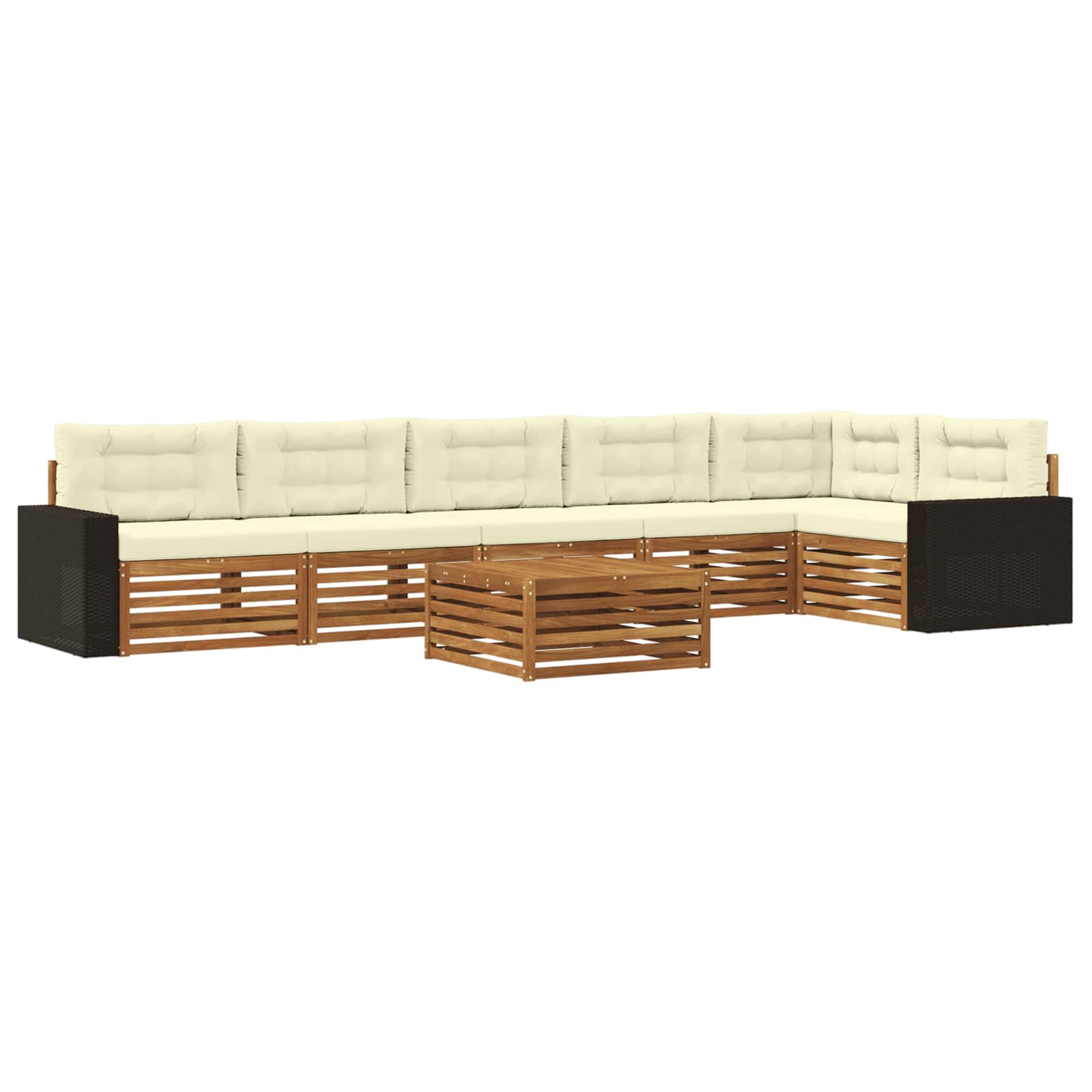 Outdoor-Sofagarnitur 7 stk. Natur und Creme Polyester