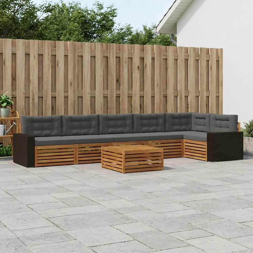 Outdoor-Sofagarnitur 7 pcs Natur und Anthrazit 79 x 79 x 37 cm