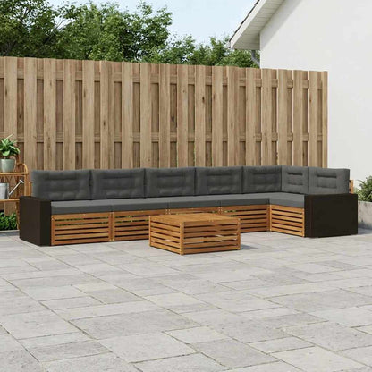 Outdoor-Sofagarnitur 7 stk. Natur und Anthrazit Polyester