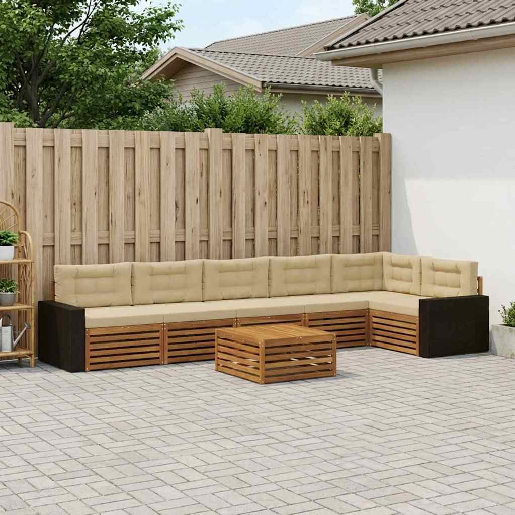 Outdoor-Sofagarnitur 7 pcs Natur und Beige 79 x 79 x 37 cm