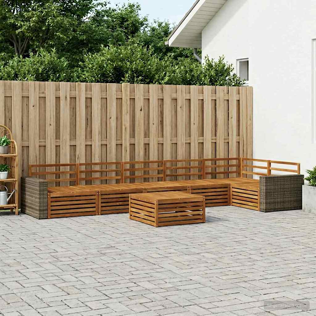Outdoor-Sofagarnitur 7 pcs Natur 79 x 79 x 37 cm