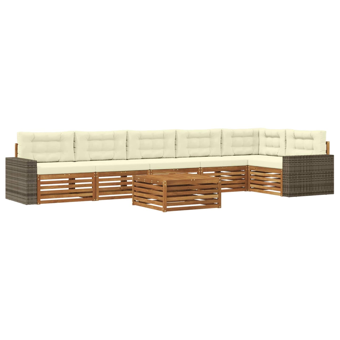 Outdoor-Sofagarnitur 7 stk. Natur und Creme Polyester