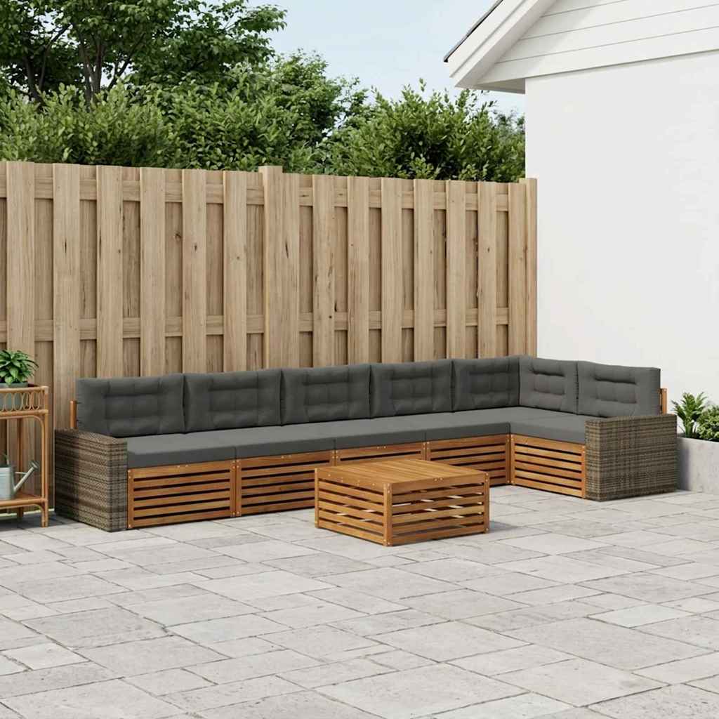 Outdoor-Sofagarnitur 7 pcs Natur und Anthrazit 79 x 79 x 37 cm