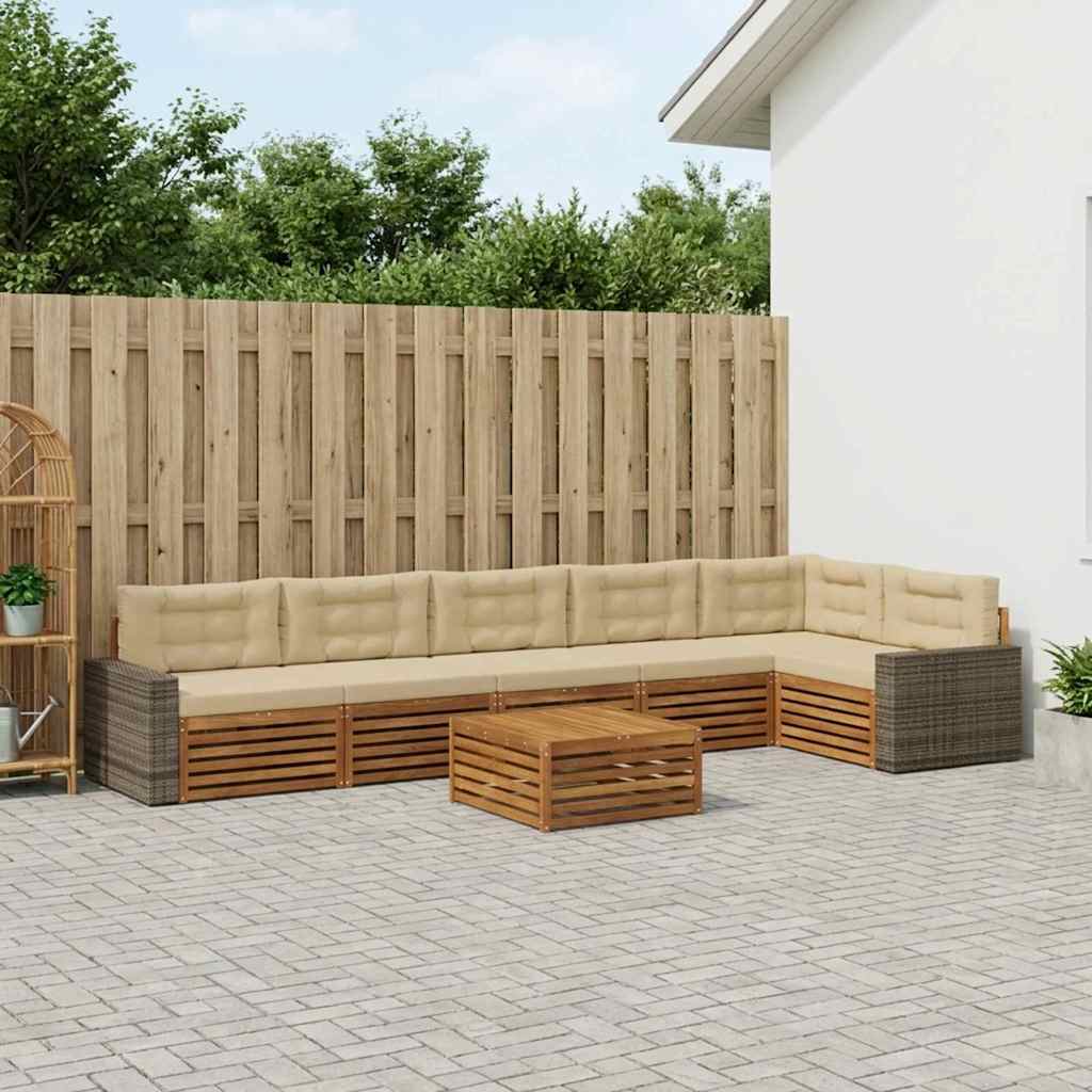 Outdoor-Sofagarnitur 7 pcs Natur und Beige 79 x 79 x 37 cm