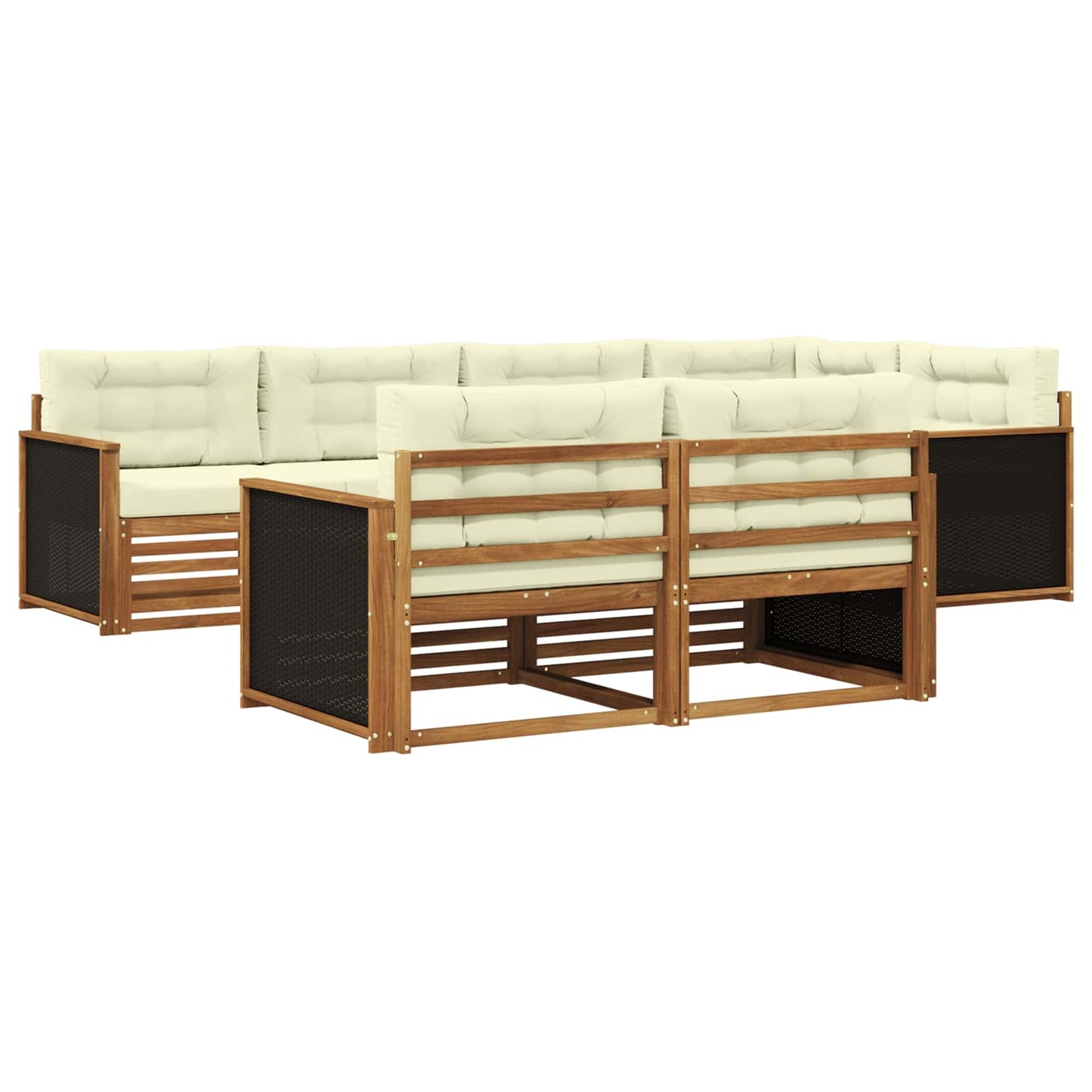 Outdoor-Sofagarnitur mit Kissen 7 pcs Natur und Creme