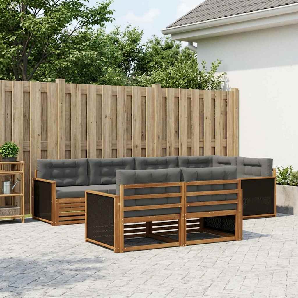 Outdoor-Sofagarnitur 7 stk. Natur und Anthrazit