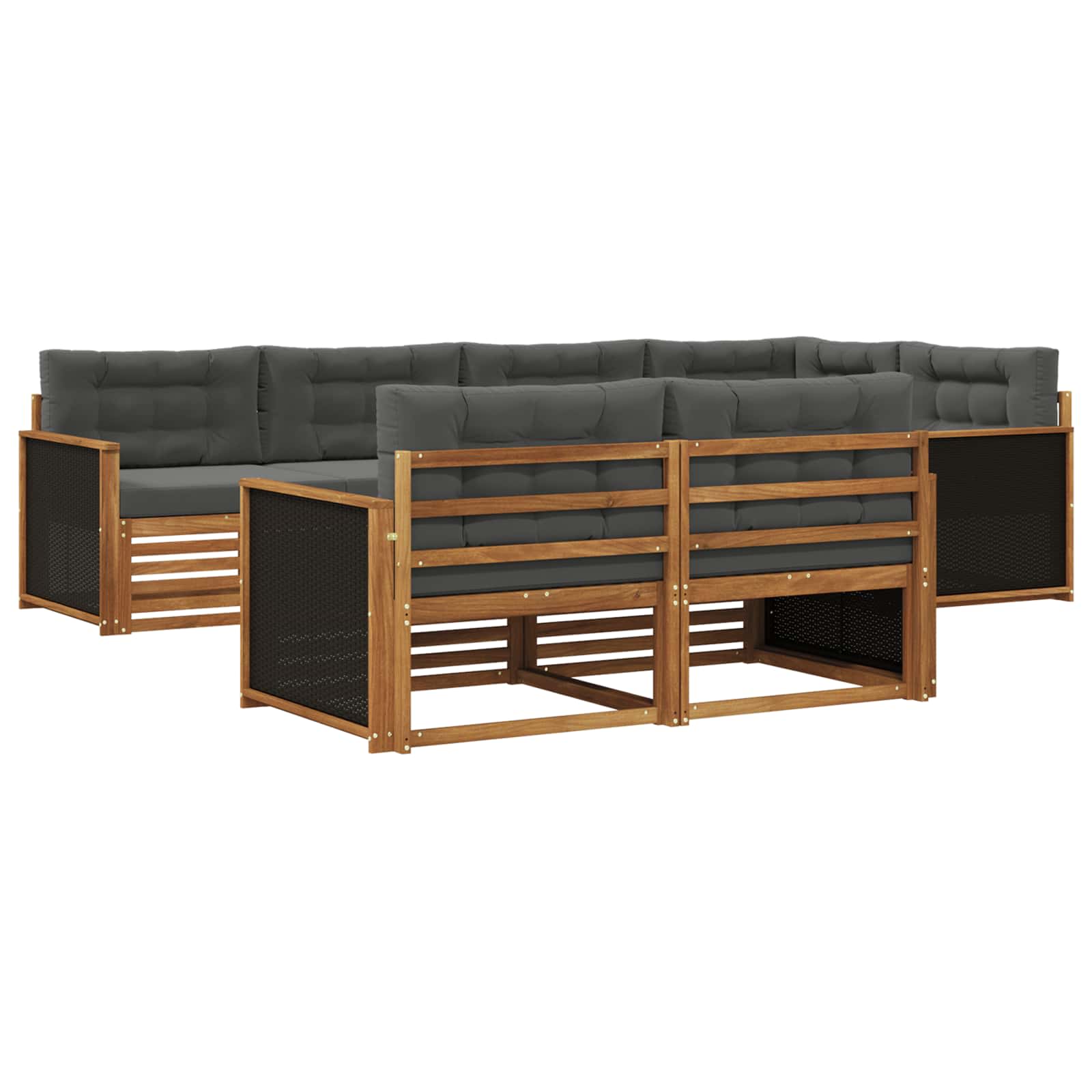 Outdoor-Sofagarnitur 7 stk. Natur und Anthrazit