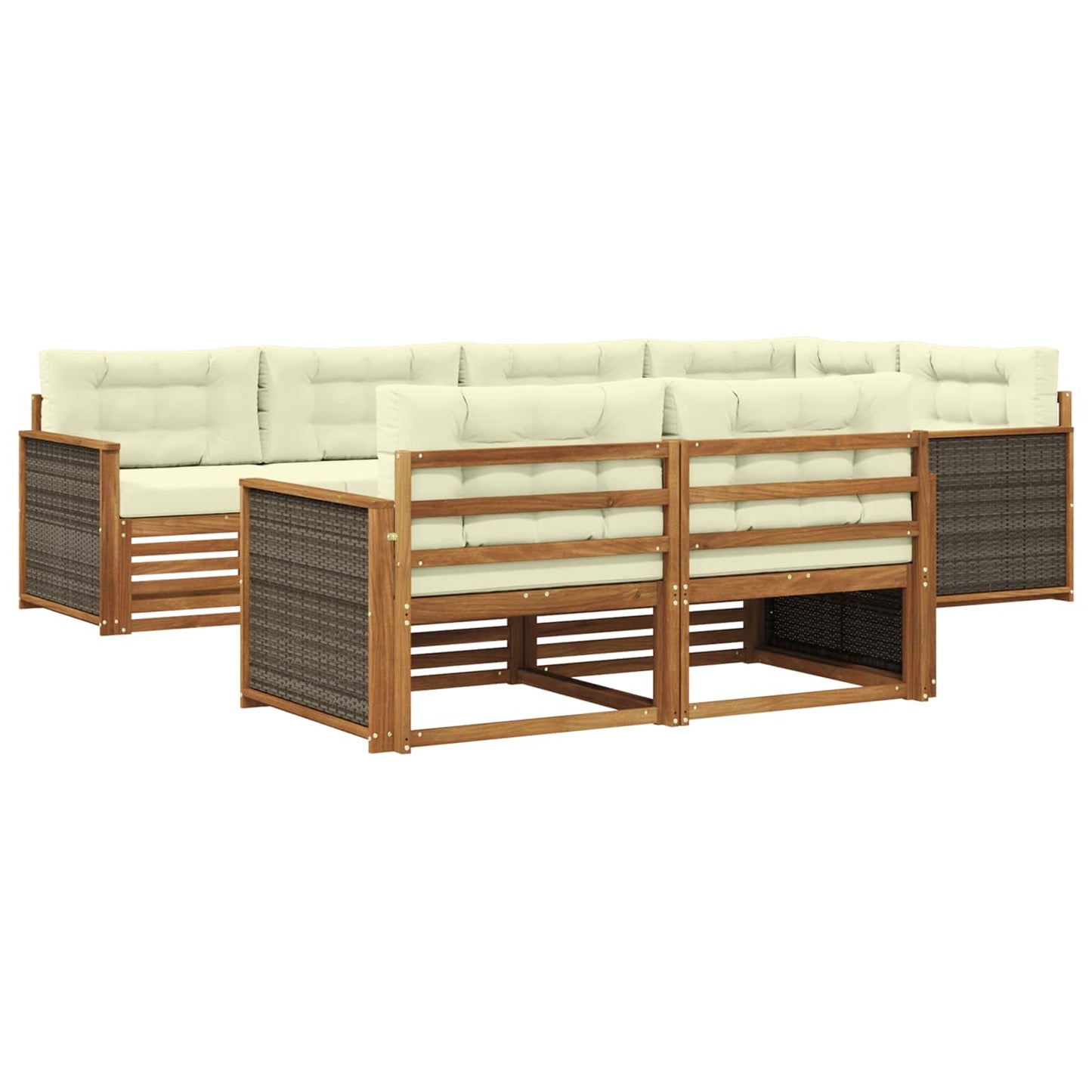 Outdoor-Sofagarnitur 7 stk. Natur und Creme