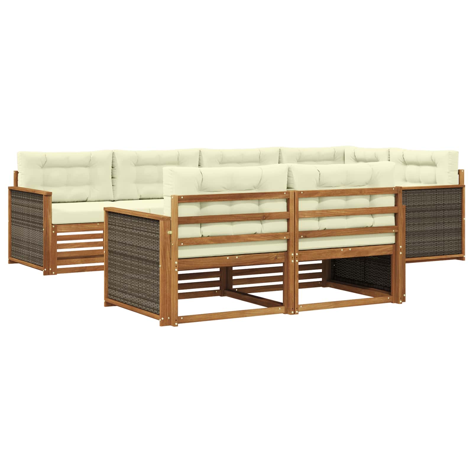 Outdoor-Sofagarnitur 7 stk. Natur und Creme