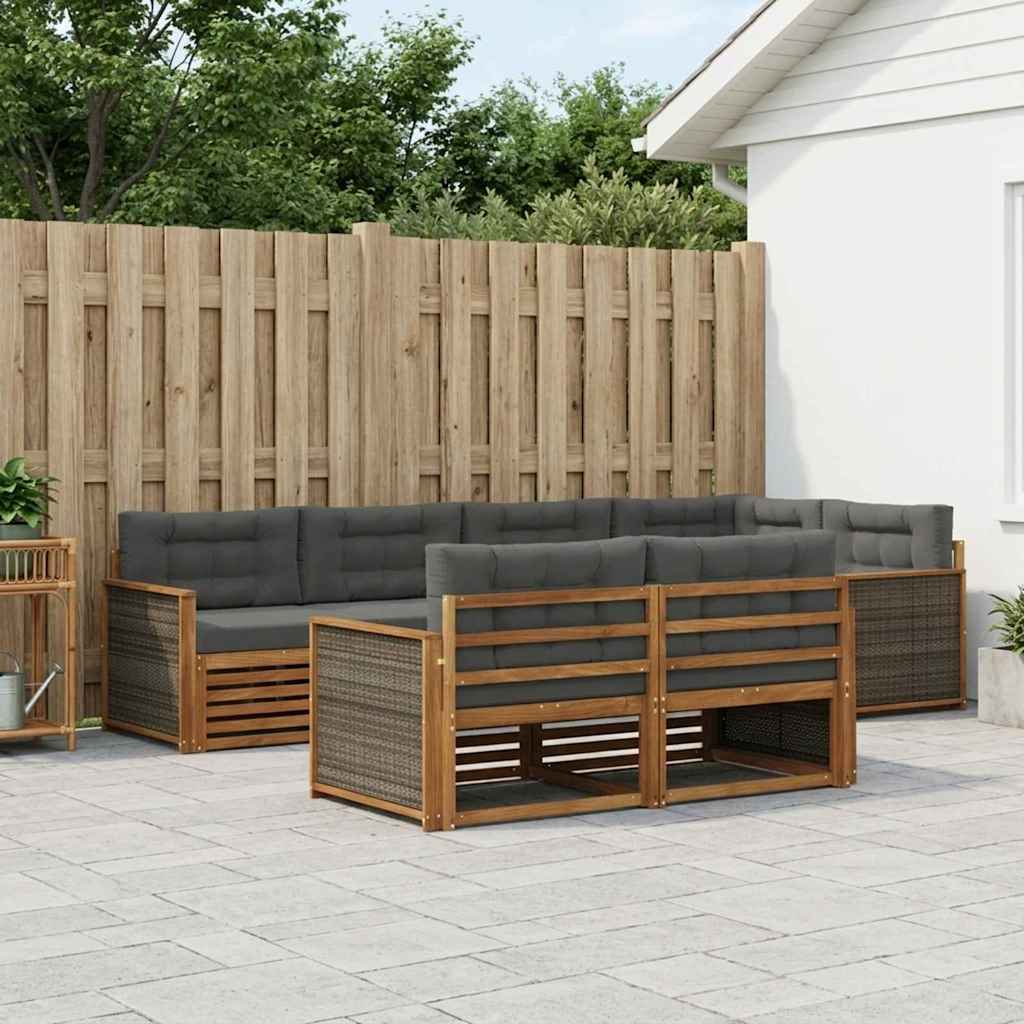 Outdoor-Sofagarnitur mit Kissen 7 pcs Natur und Anthrazit