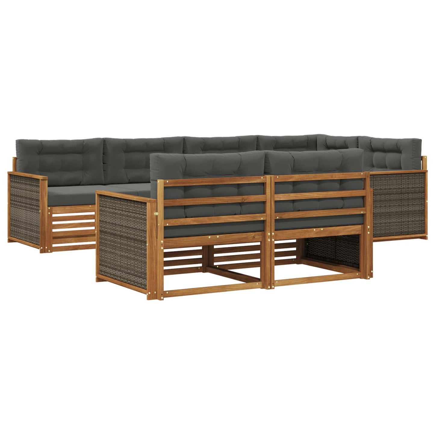 Outdoor-Sofagarnitur mit Kissen 7 pcs Natur und Anthrazit