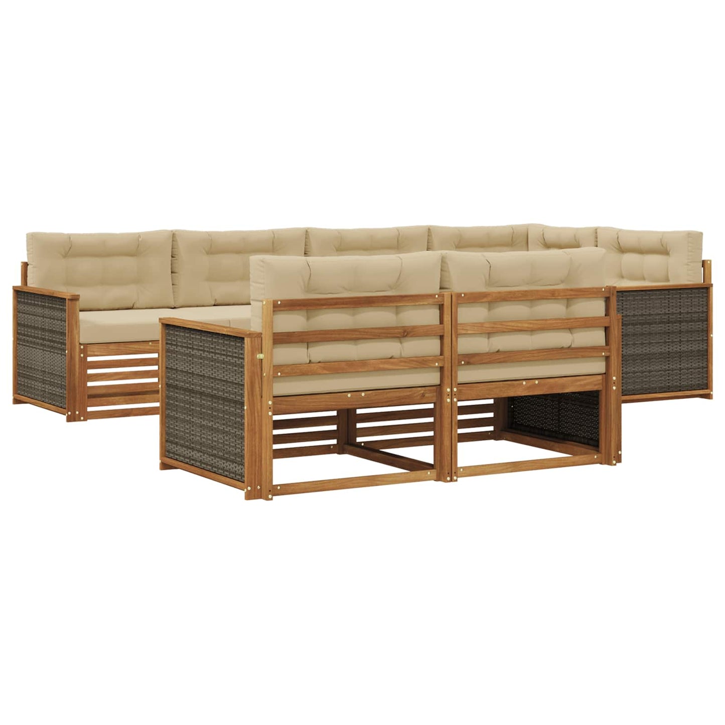 Outdoor-Sofagarnitur mit Kissen 7 pcs Natur und Beige