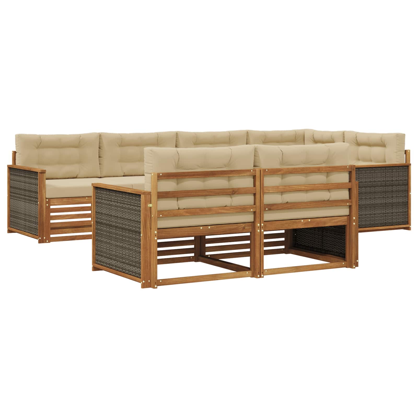 Outdoor-Sofagarnitur mit Kissen 7 pcs Natur und Beige