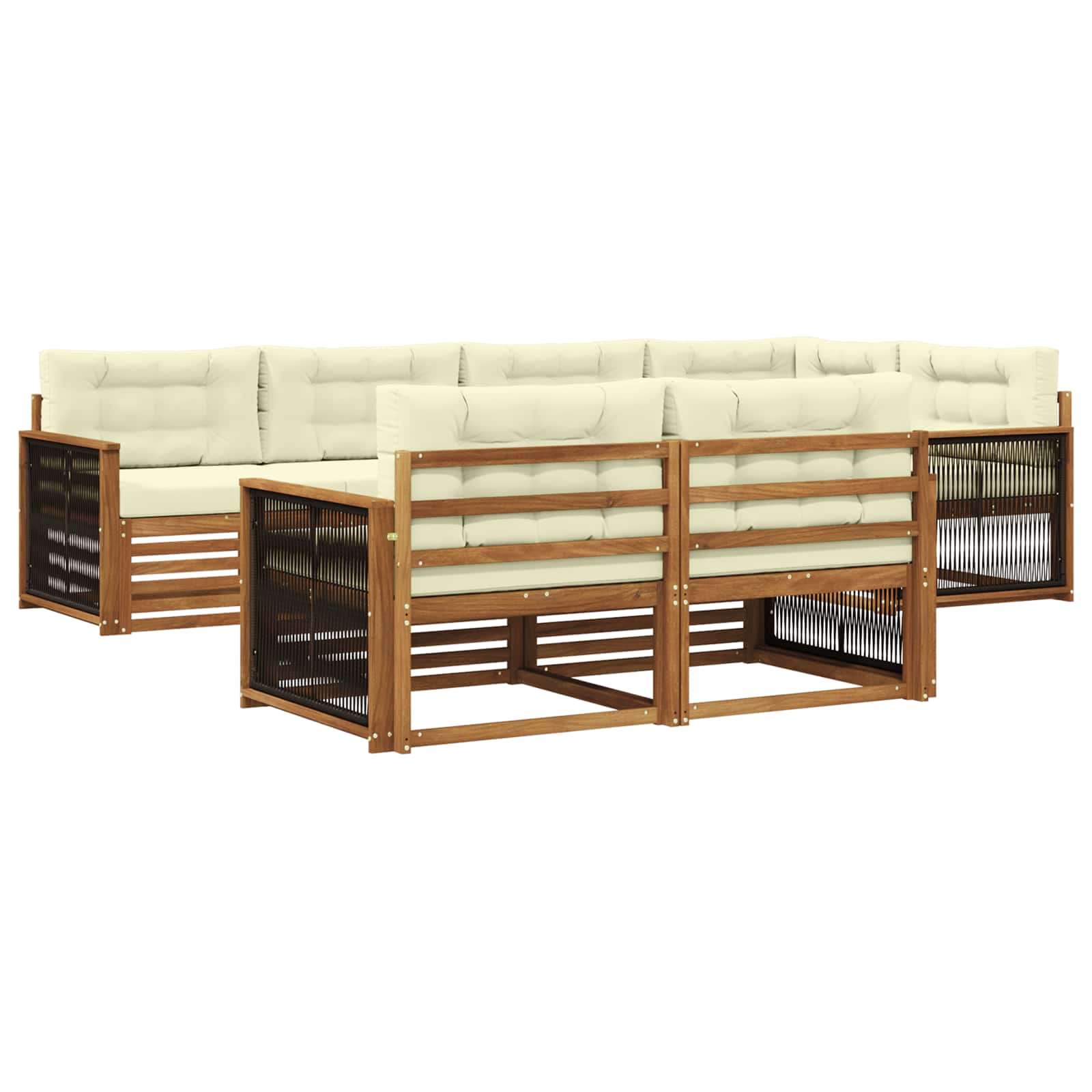 Outdoor-Sofagarnitur 7 stk. Natur und Creme