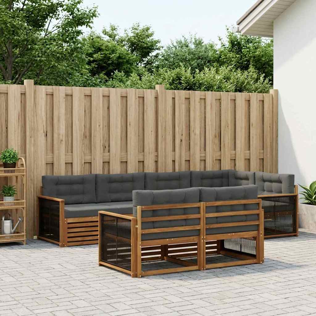 Outdoor-Sofagarnitur 7 stk. Natur und Anthrazit