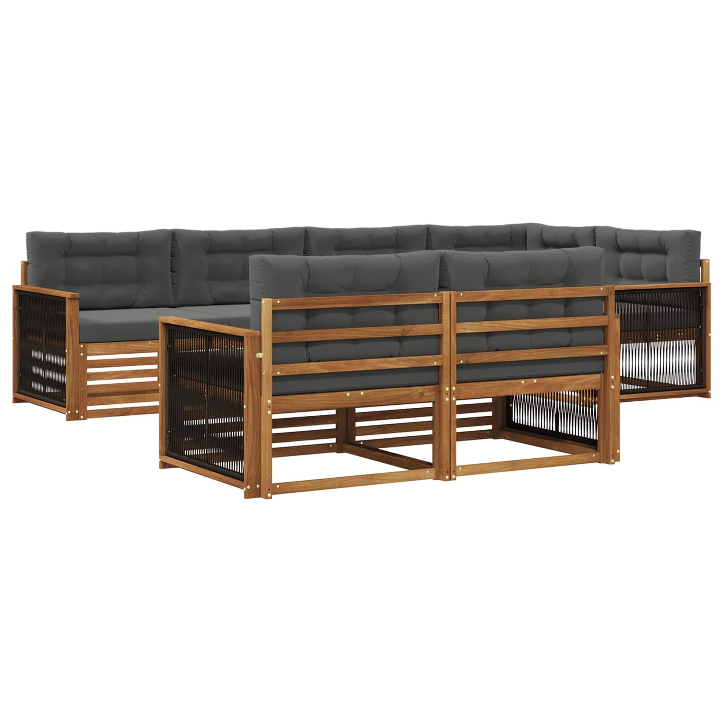 Outdoor-Sofagarnitur 7 stk. Natur und Anthrazit