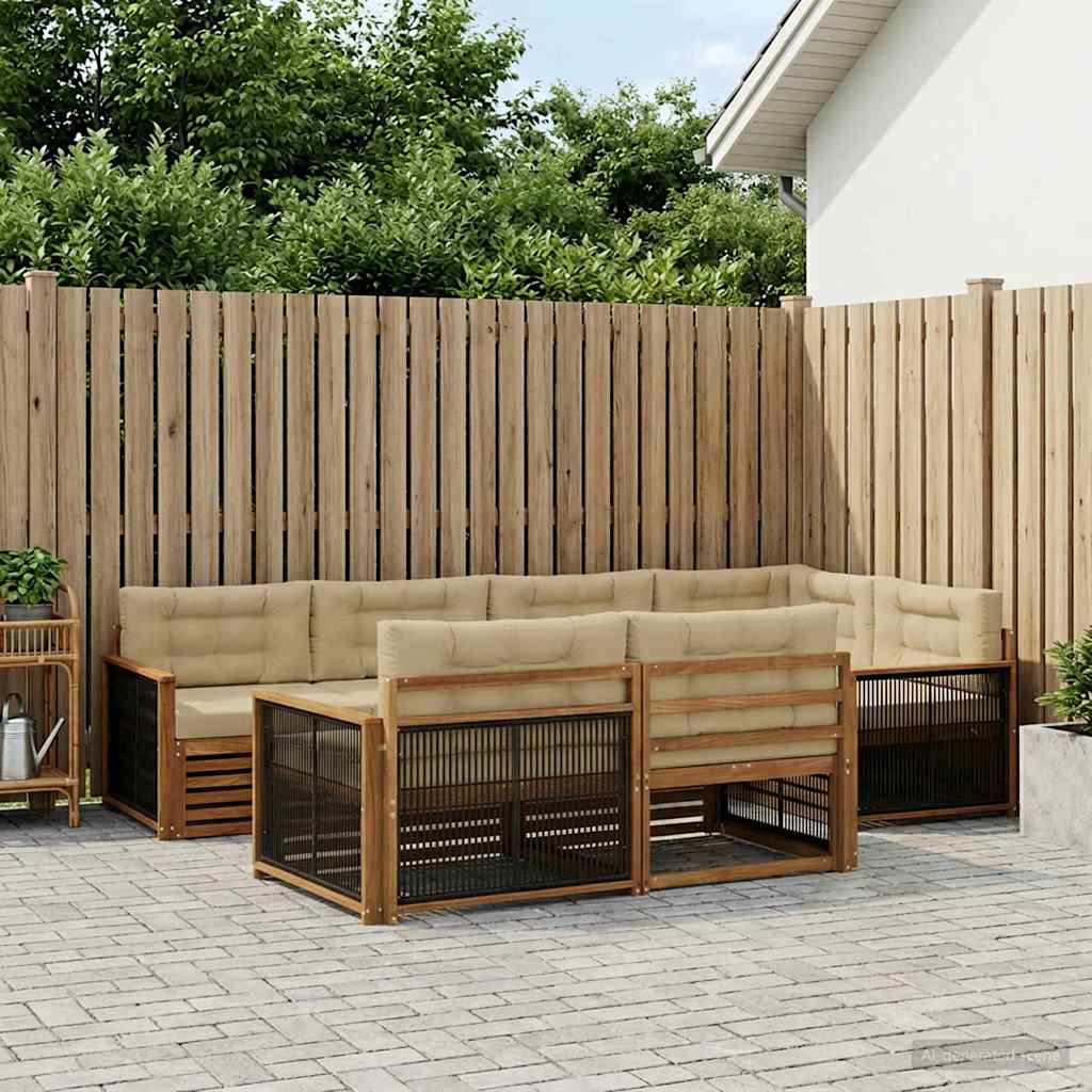 Outdoor-Sofagarnitur mit Kissen 7 pcs Natur und Beige