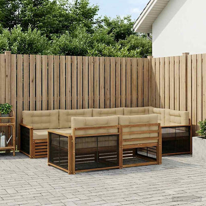 Outdoor-Sofagarnitur 7 stk. Natur und Beige