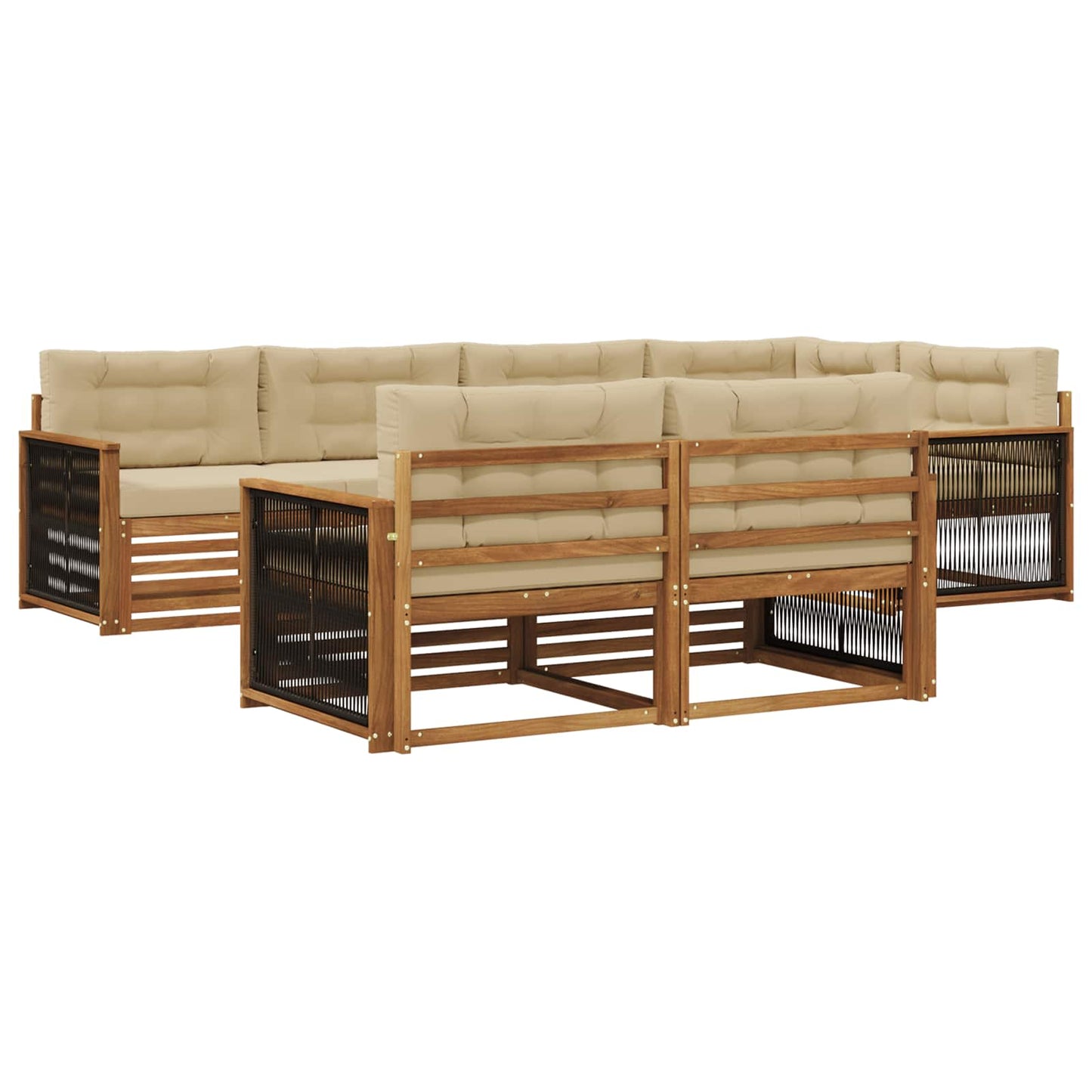 Outdoor-Sofagarnitur mit Kissen 7 pcs Natur und Beige