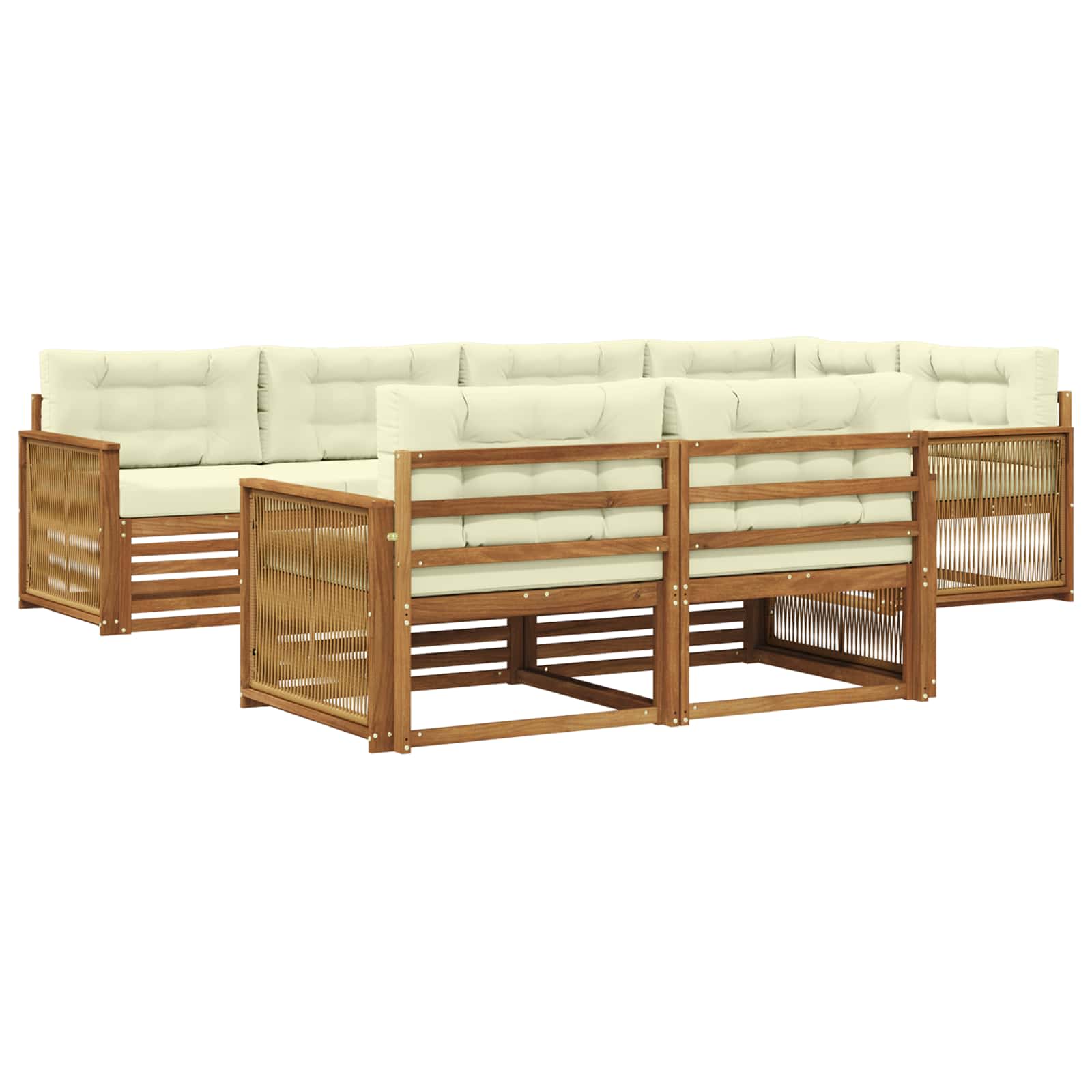 Outdoor-Sofagarnitur 7 stk. Natur und Creme