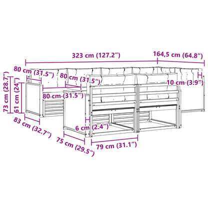 Outdoor-Sofagarnitur 7 stk. Natur und Creme