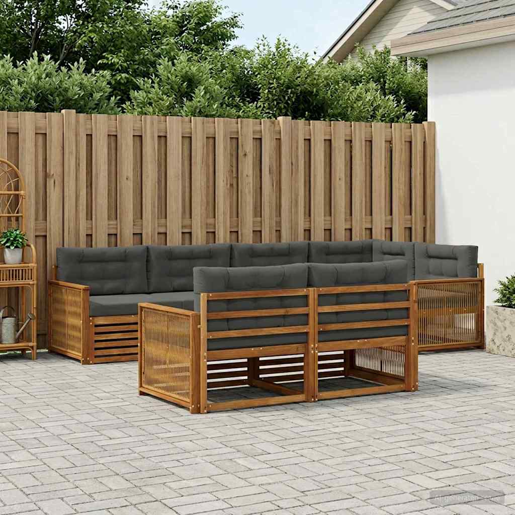 Outdoor-Sofagarnitur 7 stk. Natur und Anthrazit