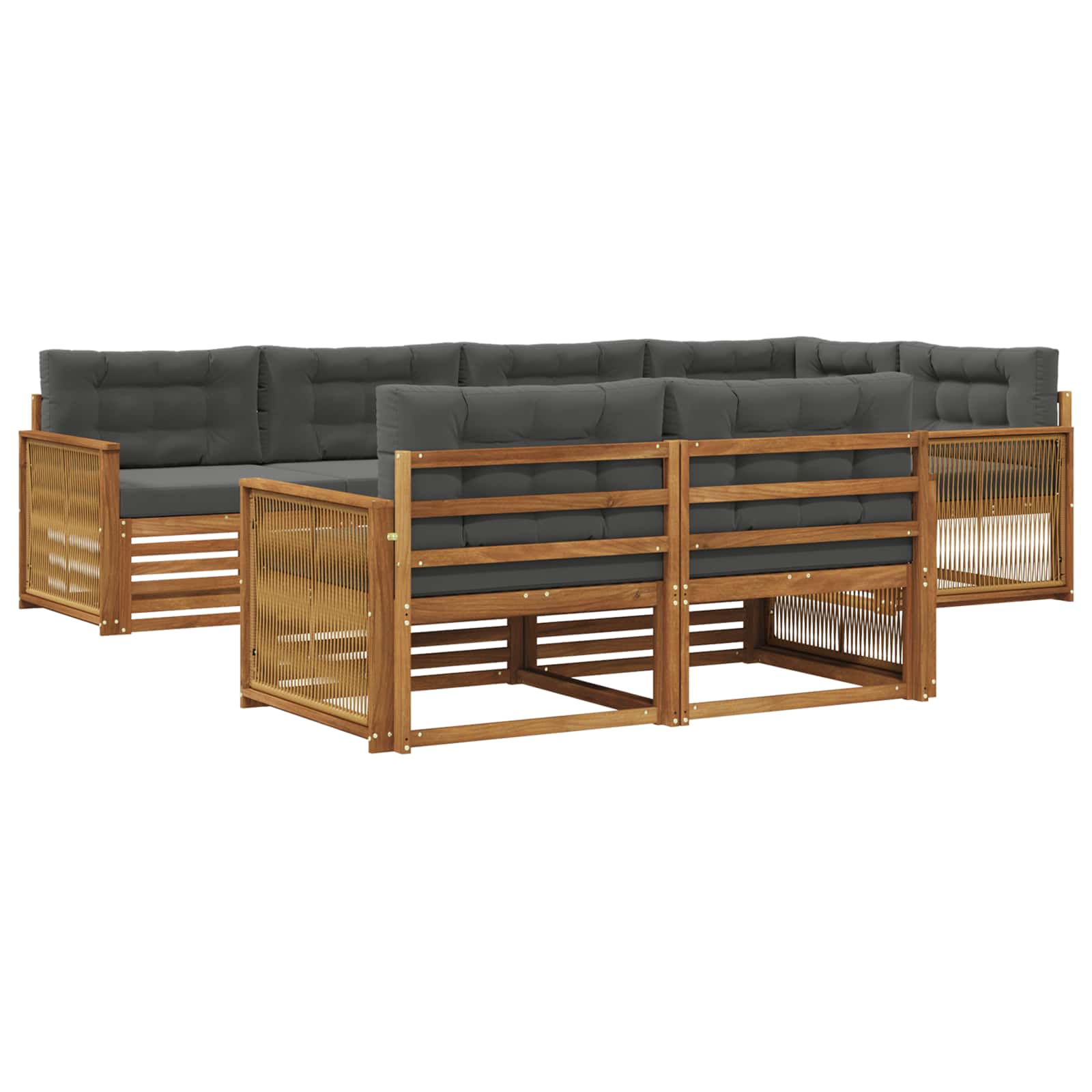 Outdoor-Sofagarnitur 7 stk. Natur und Anthrazit