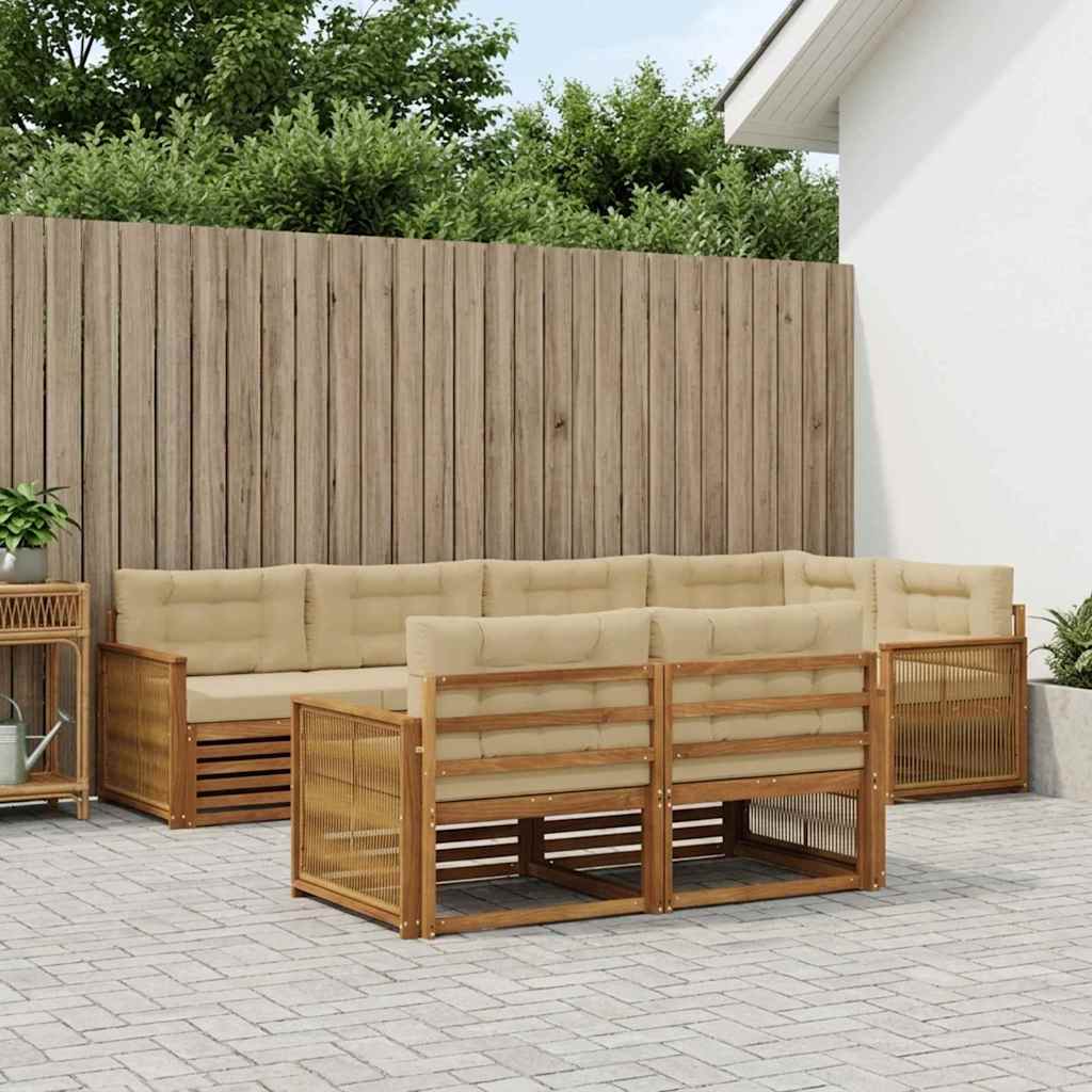 Outdoor-Sofagarnitur mit Kissen 7 pcs Natur und Beige