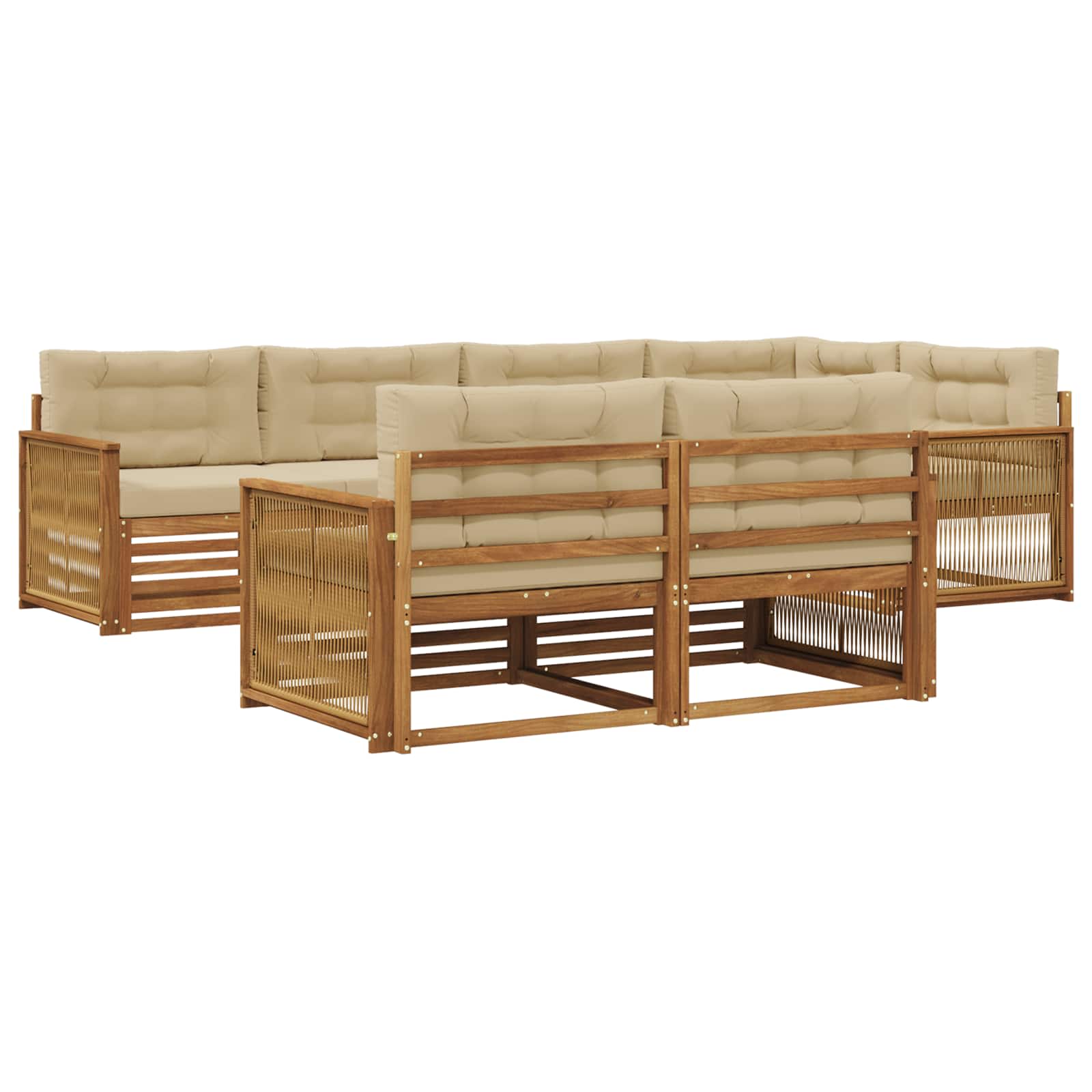 Outdoor-Sofagarnitur mit Kissen 7 pcs Natur und Beige