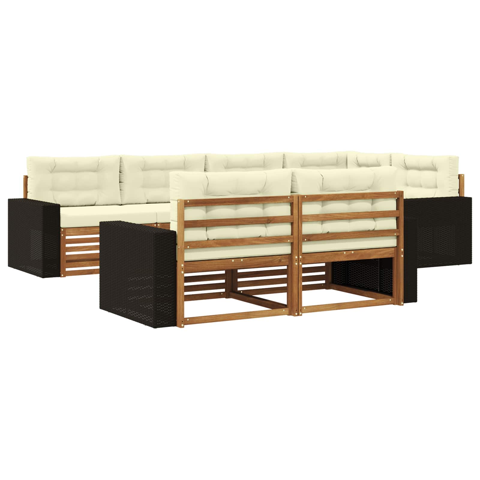 Outdoor-Sofagarnitur 7 stk. Natur und Creme