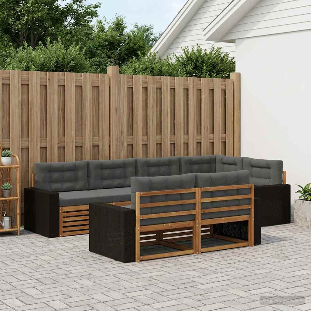 Outdoor-Sofagarnitur 7 stk. Natur und Anthrazit