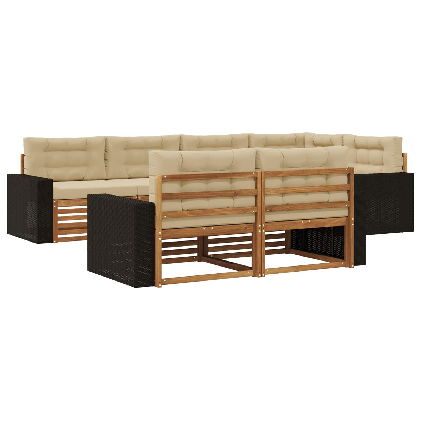Outdoor-Sofagarnitur mit Kissen 7 pcs Natur und Beige