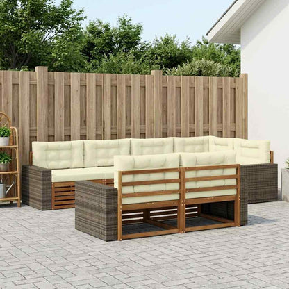 Outdoor-Sofagarnitur 7 stk. Natur und Creme
