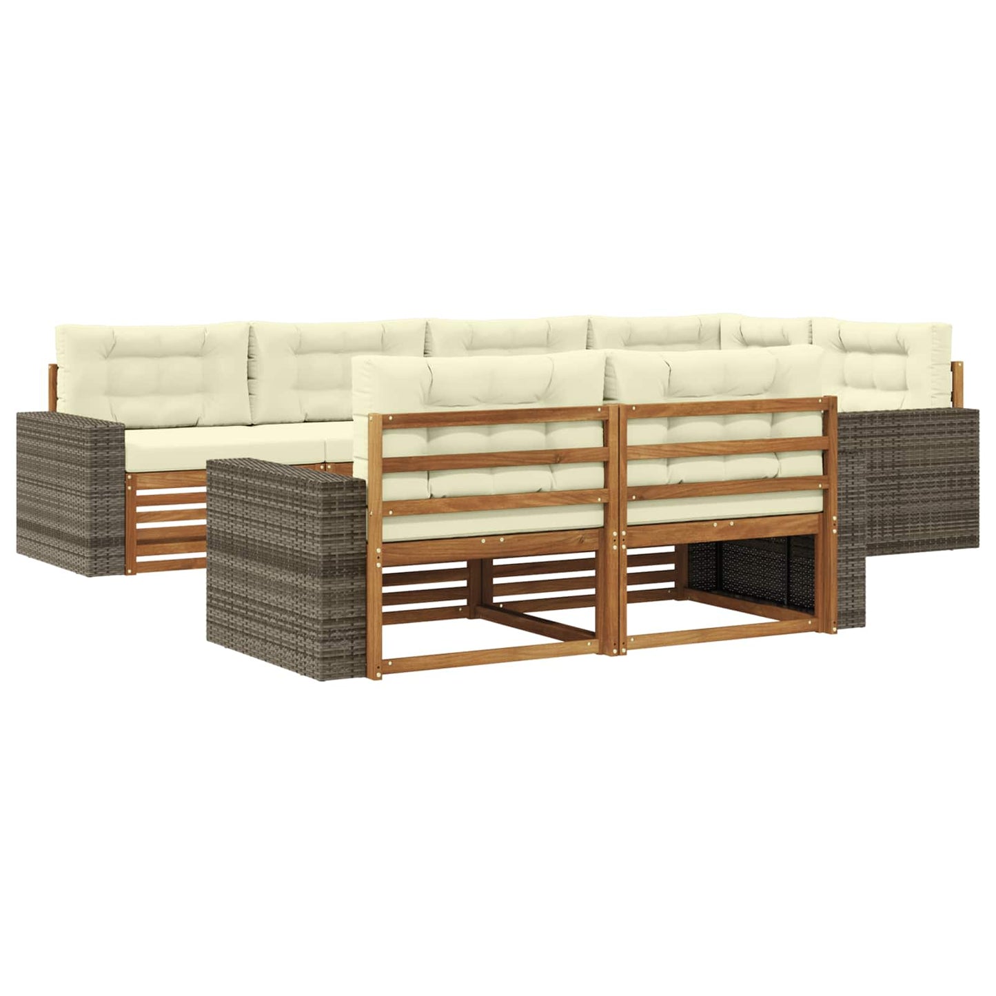 Outdoor-Sofagarnitur 7 stk. Natur und Creme