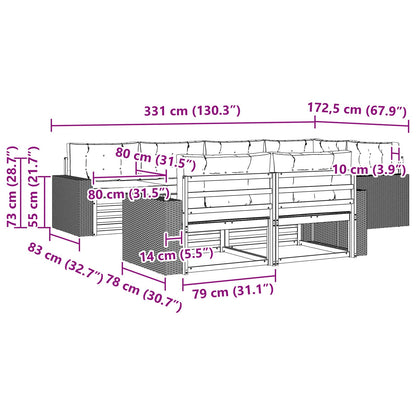 Outdoor-Sofagarnitur 7 stk. Natur und Creme