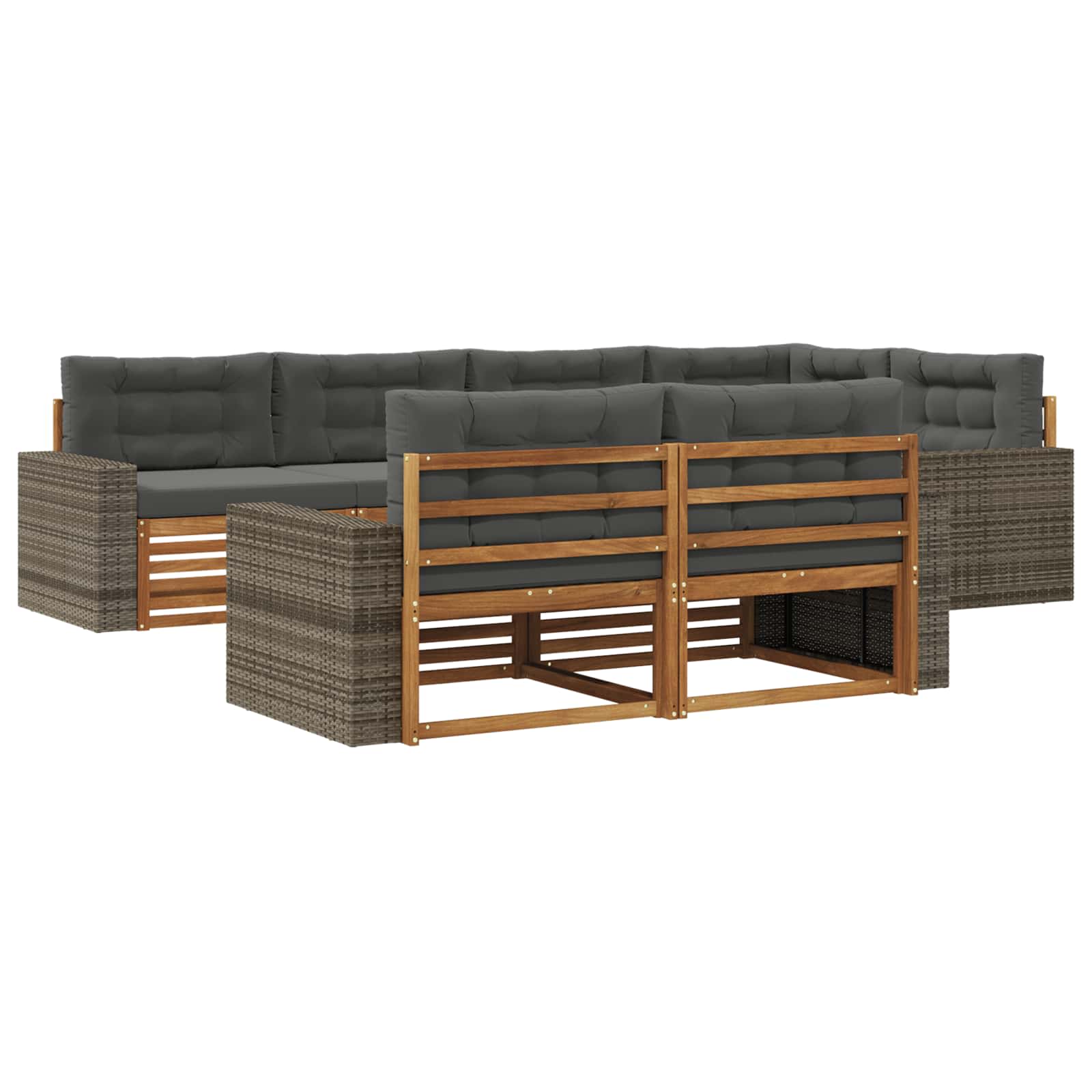 Outdoor-Sofagarnitur mit Kissen 7 pcs Natur und Anthrazit
