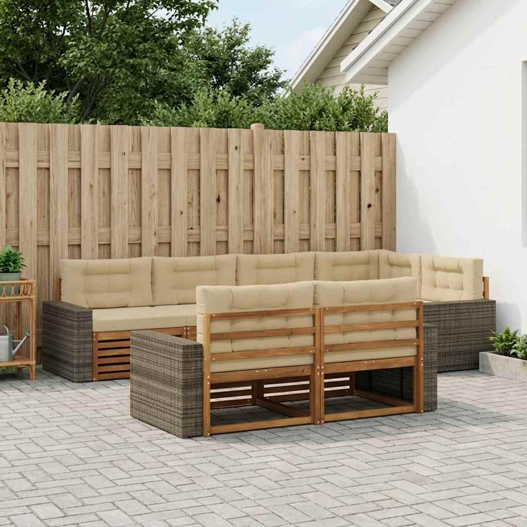 Outdoor-Sofagarnitur 7 stk. Natur und Beige