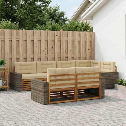 Outdoor-Sofagarnitur 7 stk. Natur und Beige