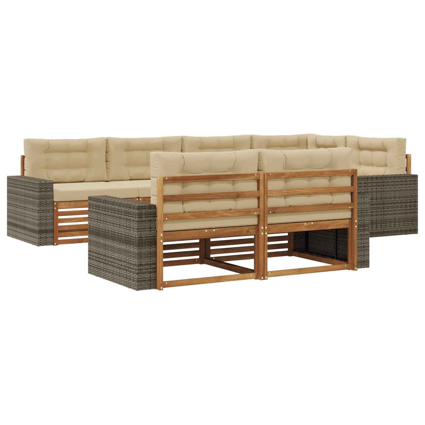 Outdoor-Sofagarnitur 7 stk. Natur und Beige