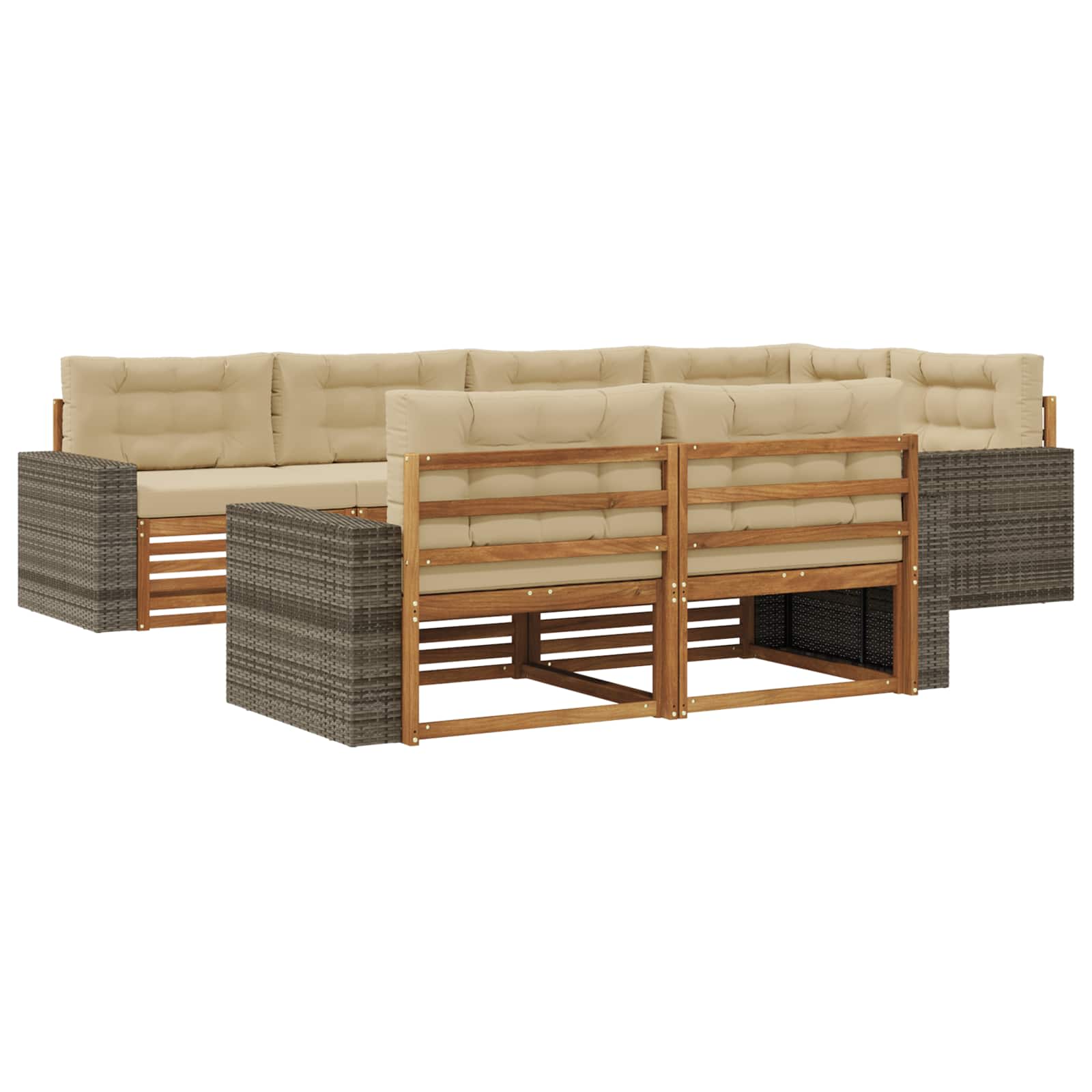 Outdoor-Sofagarnitur 7 stk. Natur und Beige