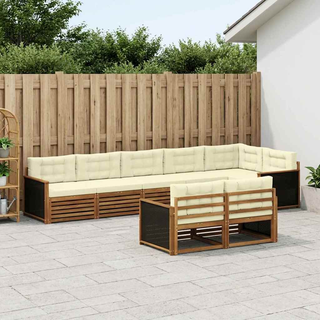 Outdoor-Sofagarnitur mit Kissen 8 pcs Natur und Creme