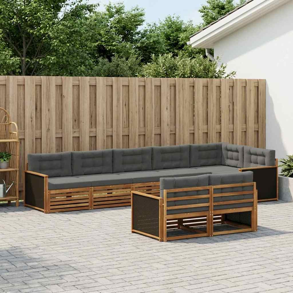 Outdoor-Sofagarnitur 8 stk. Natur und Anthrazit